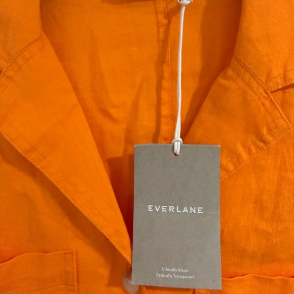 Everlane The Linen Workwear Shirt Dress Turmeric Orange - Picture 2 of 6